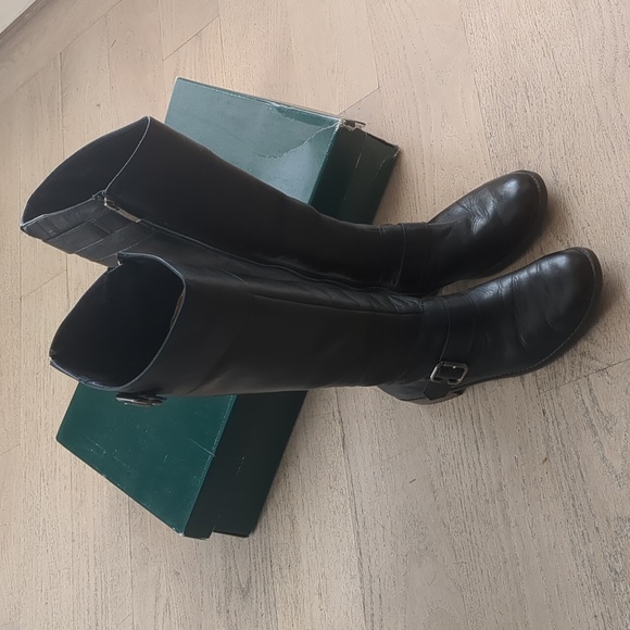 Paul Green Black Leather Knee High Boots 7.5 - Picture 2 of 10